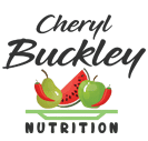 logo with fruits and vegetables reading 'cheryl buckley nutrition'
