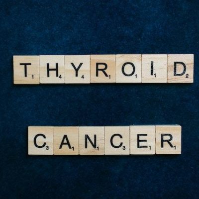 Wooden letters spelling out 'thyroid cancer'