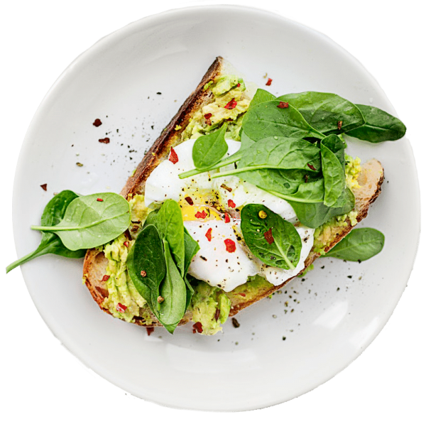 spinach, egg and avocado on toast