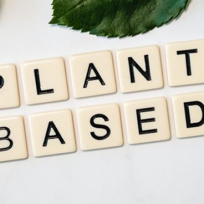 letter blocks spelling out 'plant based'